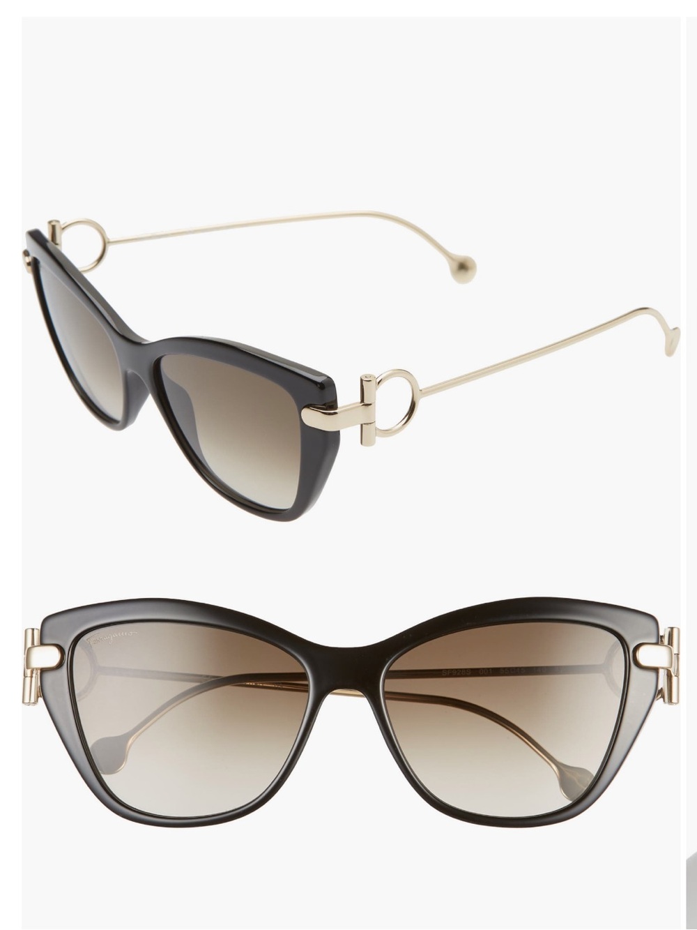 1 Salvatore Ferragamo Cat-Eye Sunglasses in Brown with Gold Hardware NWT